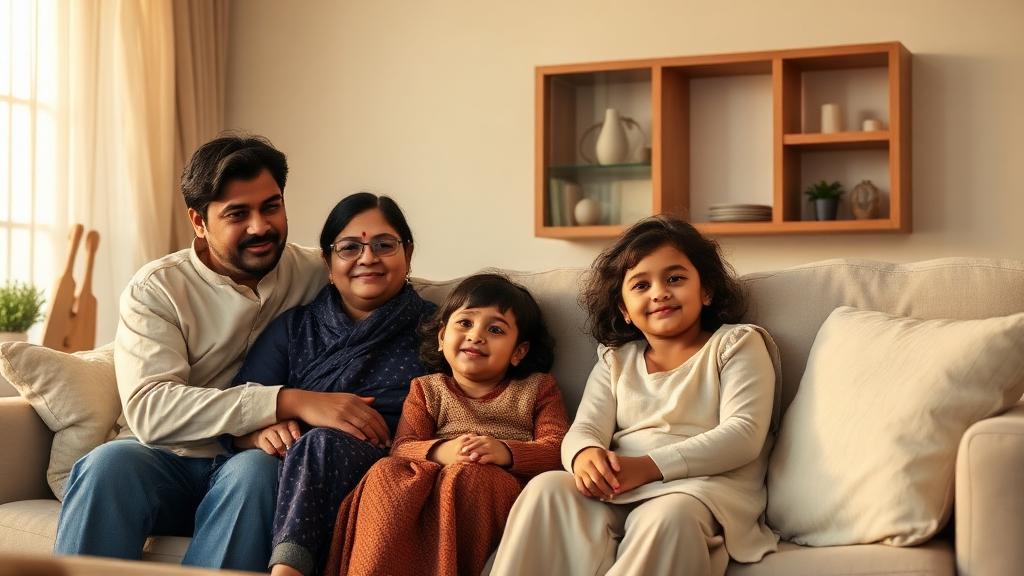 Family together at home