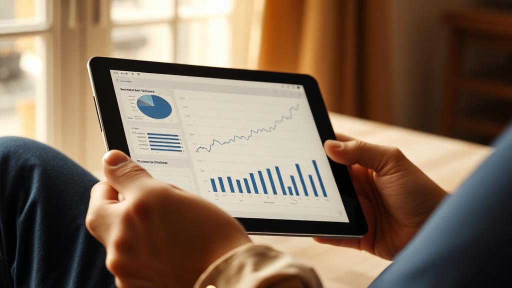 Reviewing an investment portfolio on a tablet