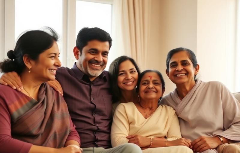 Family together at home