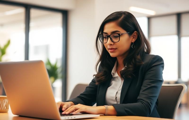 Professional working at a laptop